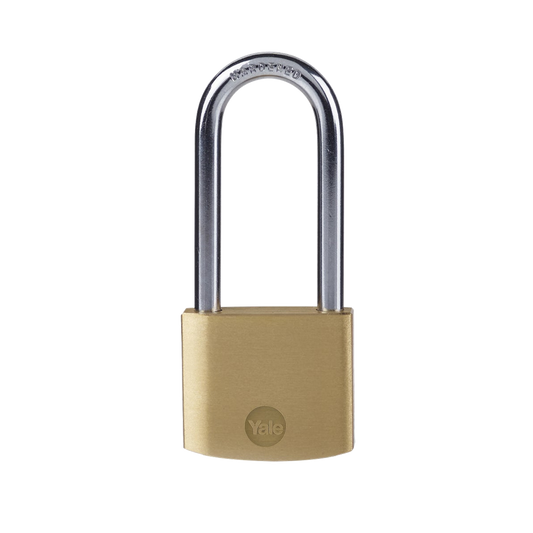 YALE Y110B Brass Long Shackle Padlock - 40mm
