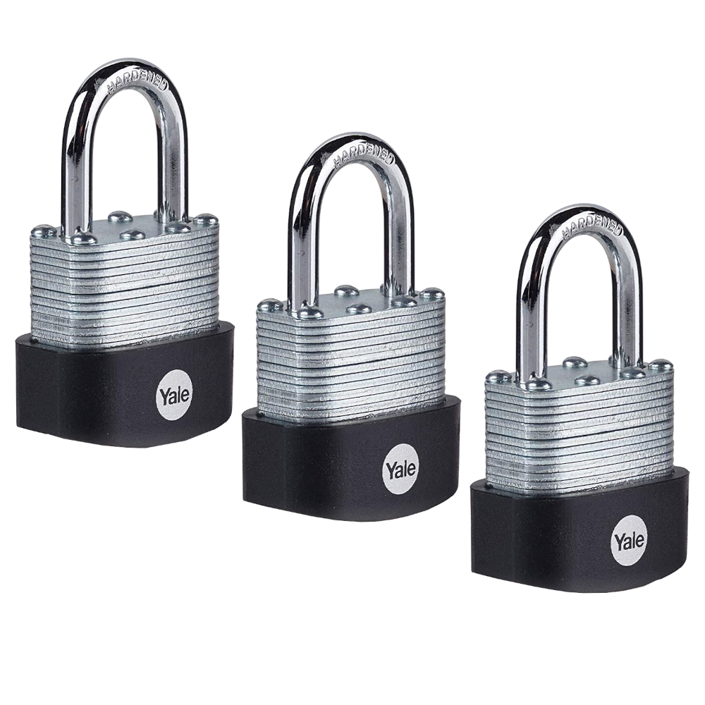 YALE Y125B High Security Laminated Steel Open Shackle Padlock - 40mm - Pack of 3