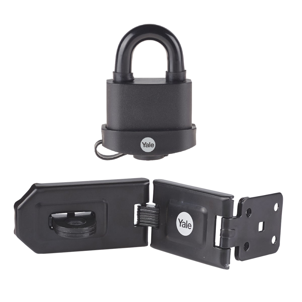 YALE Steel Hardened Steel Hasp & Weatherproof Steel Padlock - 160mm Hasp & 51mm Padlock