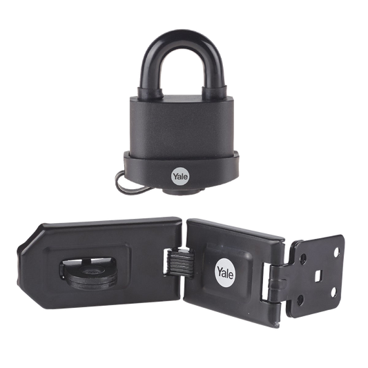YALE Steel Hardened Steel Hasp & Weatherproof Steel Padlock - 160mm Hasp & 51mm Padlock