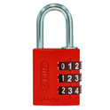 ABUS 144/30 Combination Padlock 30mm Body - Red (3 Wheel)