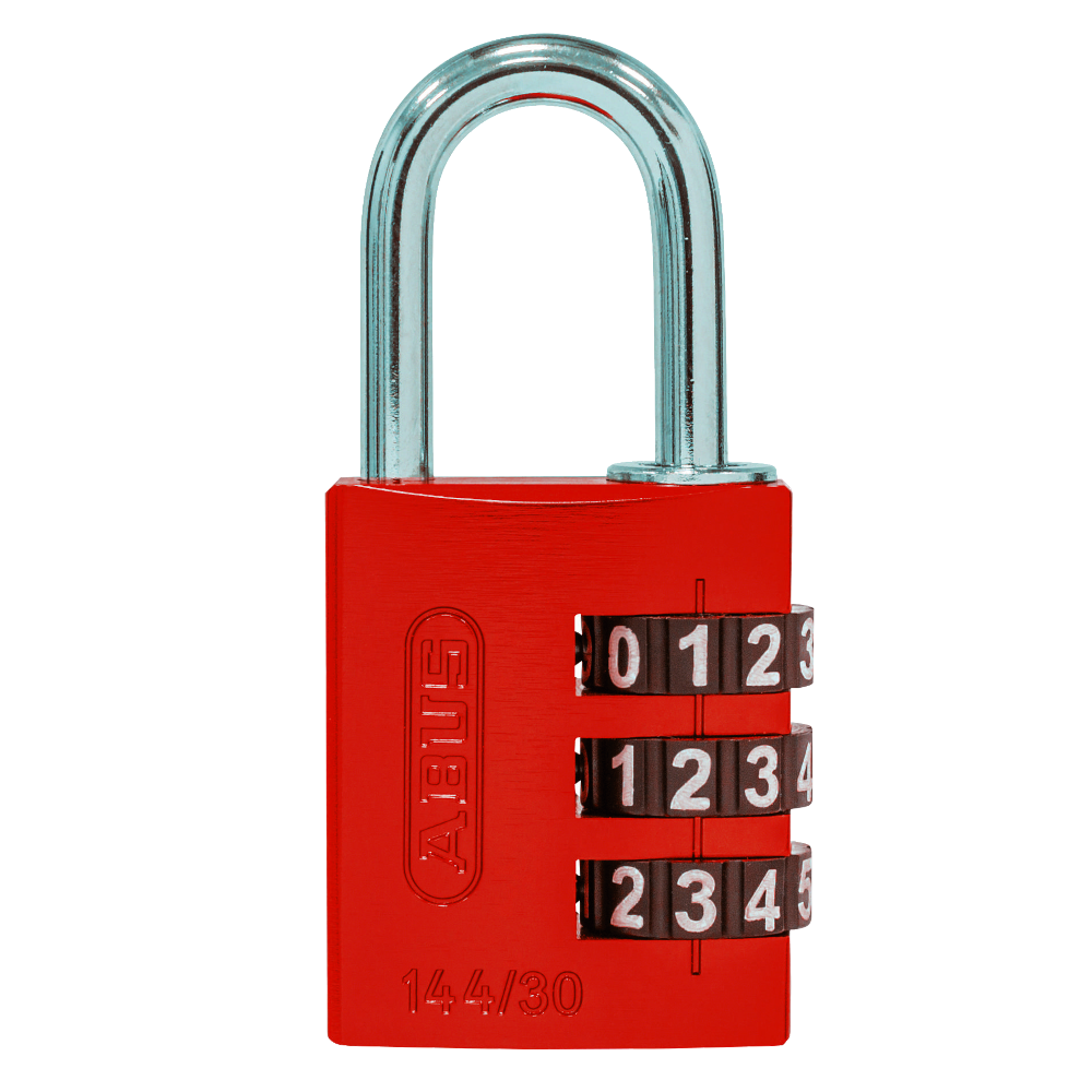 ABUS 144/30 Combination Padlock 30mm Body - Red (3 Wheel)