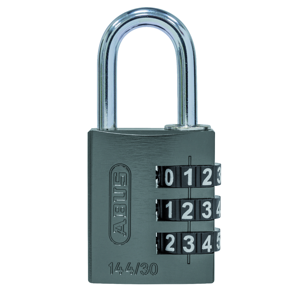 ABUS 144/30 Combination Padlock 30mm Body - Titanium Grey (3 Wheel)