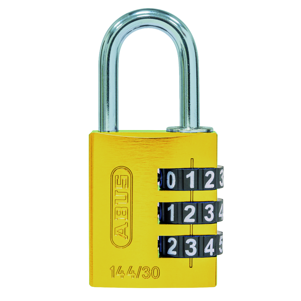 ABUS 144/30 Combination Padlock 30mm Body - Yellow (3 Wheel)