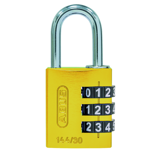 ABUS 144/30 Combination Padlock 30mm Body - Yellow (3 Wheel)
