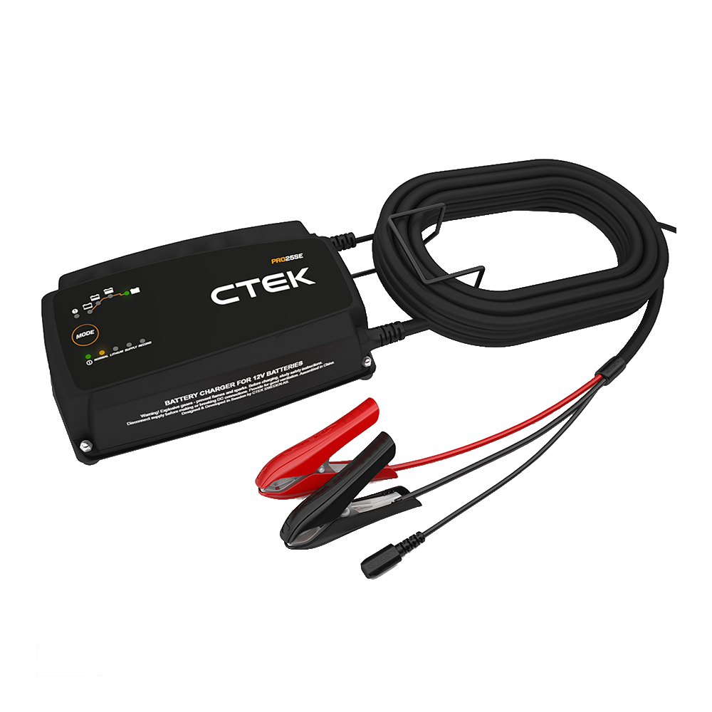 CTEK PRO25 25A Battery Support Unit & Charger For 12V Vehicles - PRO25SE With 6m Mains Cable & Wall Hanger