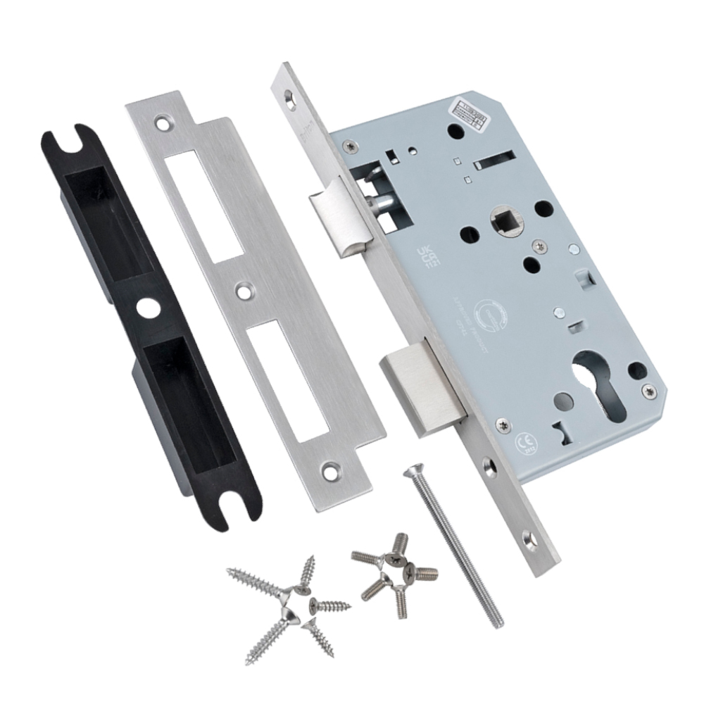BRITON 5720 DIN Standard Euro Profile Sashlock Case 60mm Backset - Square 5720.60.S.SS