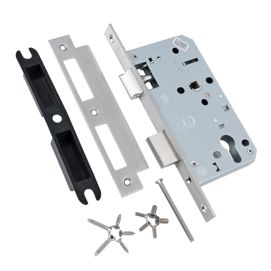 BRITON 5720 DIN Standard Euro Profile Sashlock Case 60mm Backset - Square 5720.60.S.SS