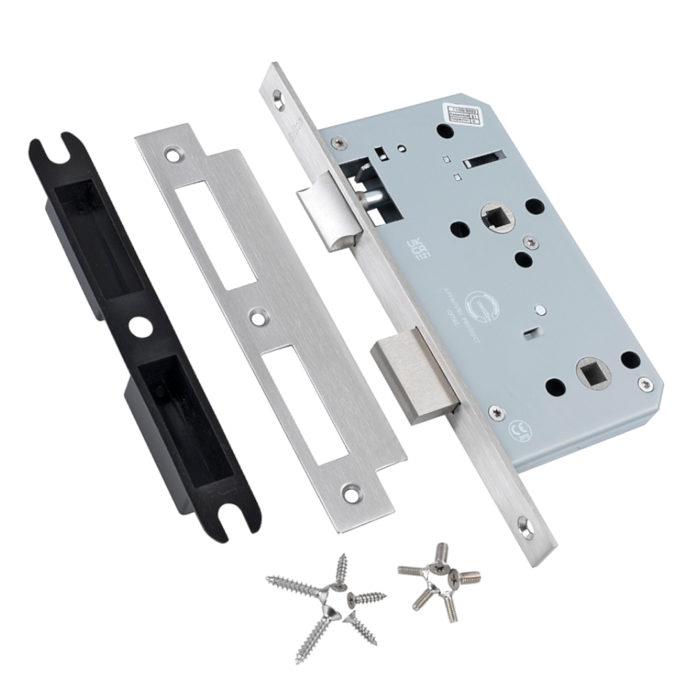 BRITON 5730 DIN Standard Bathroom Lock Case 60mm Backset - Square 5730.60.S.SS