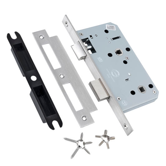BRITON 5730 DIN Standard Bathroom Lock Case 60mm Backset - Square 5730.60.S.SS