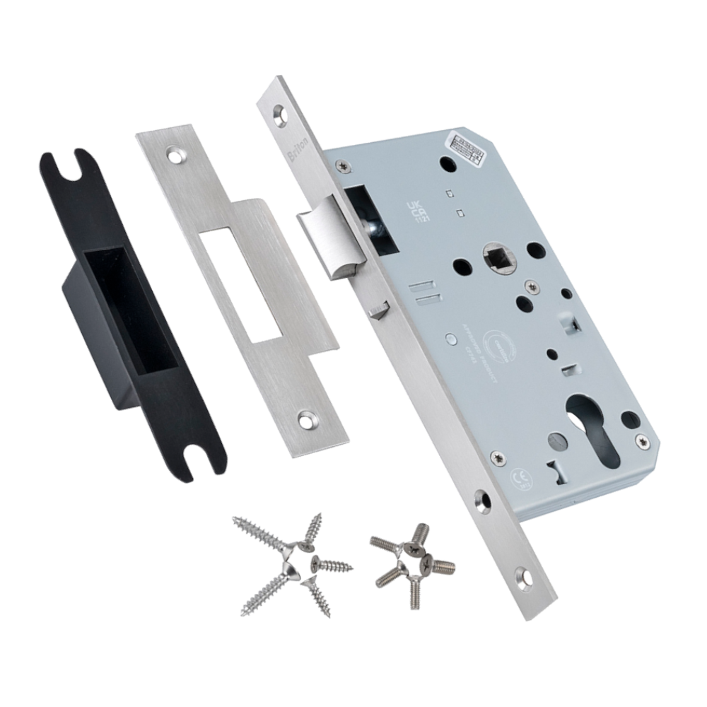 BRITON 5750 DIN Standard Euro Nightlatch Case 60mm Backset - Square 5750.60.S.SS