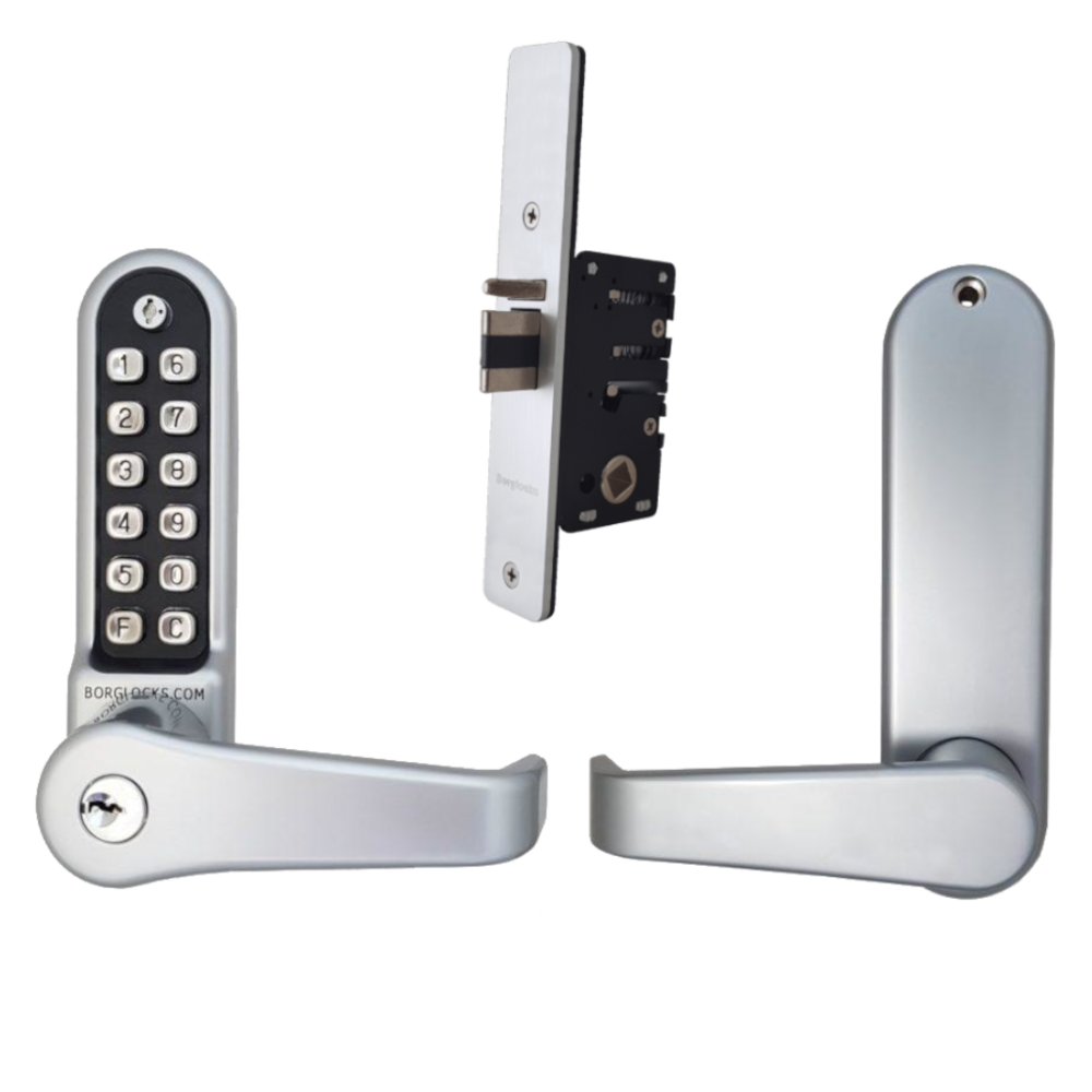 BORG LOCKS BL5702 AR ECP Lever Keypad c/w Key Override And 28mm Backset Ali Latch - Satin Chrome