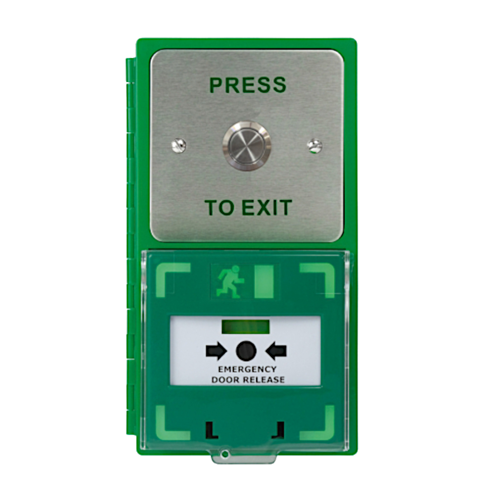 ICS Dual Unit MCP110 Call Point With 19mm Stainless Steel Exit Button - Vertical DBB-H-02-110-V