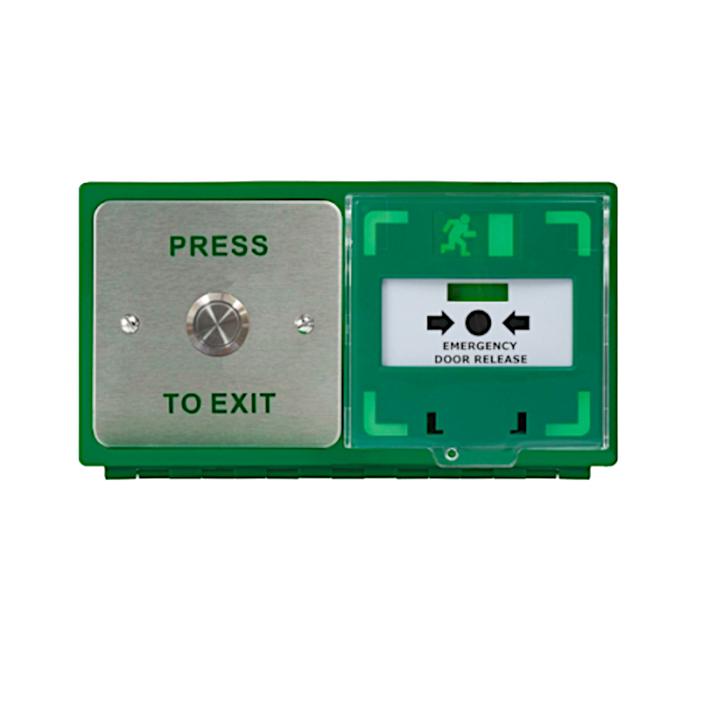 ICS Dual Unit MCP110 Call Point With 19mm Stainless Steel Exit Button - Horizontal DBB-H-02-110-H