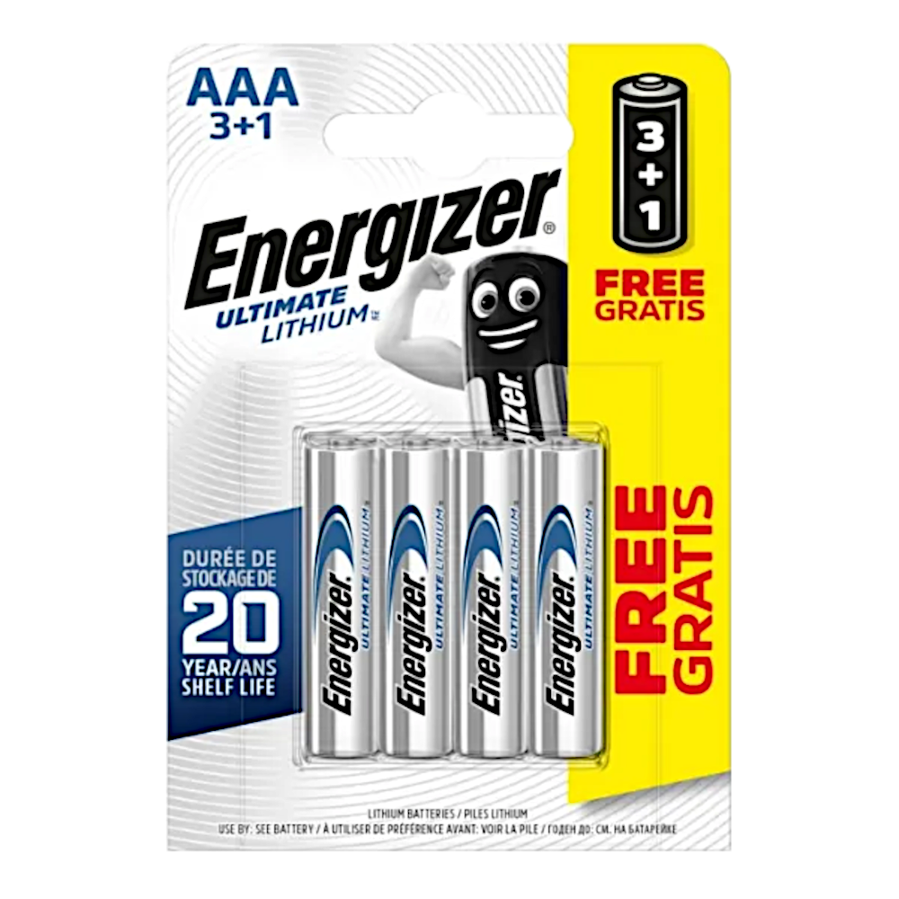 ENERGIZER AAA Ultimate Lithium Battery - AAA (3+1 Free Pack)
