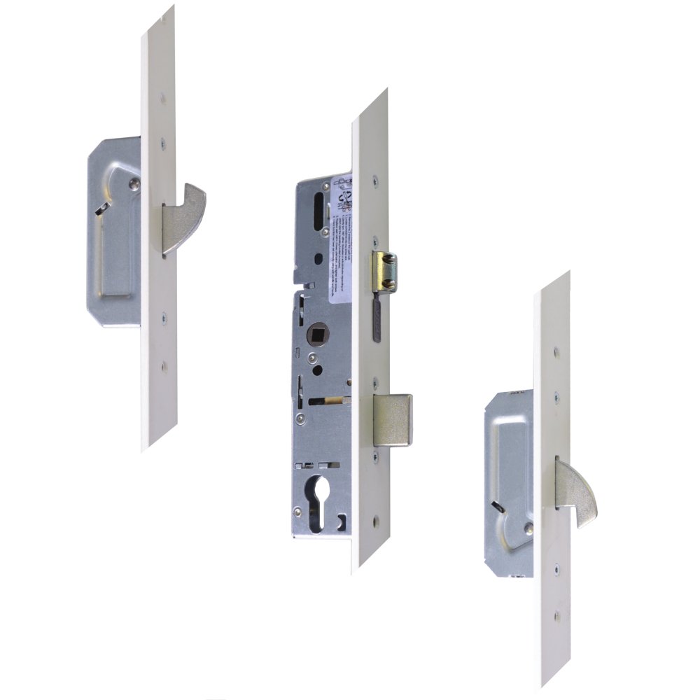 ERA Trimlock Lever Operated Latch & Deadbolt Split Spindle With 2 Hooks & 44mm White Faceplate - 45/92 (6945-301-ZA-01)