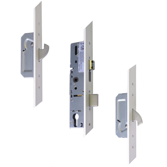 ERA Trimlock Lever Operated Latch & Deadbolt Split Spindle With 2 Hooks & 44mm White Faceplate - 45/92 (6945-301-ZA-01)