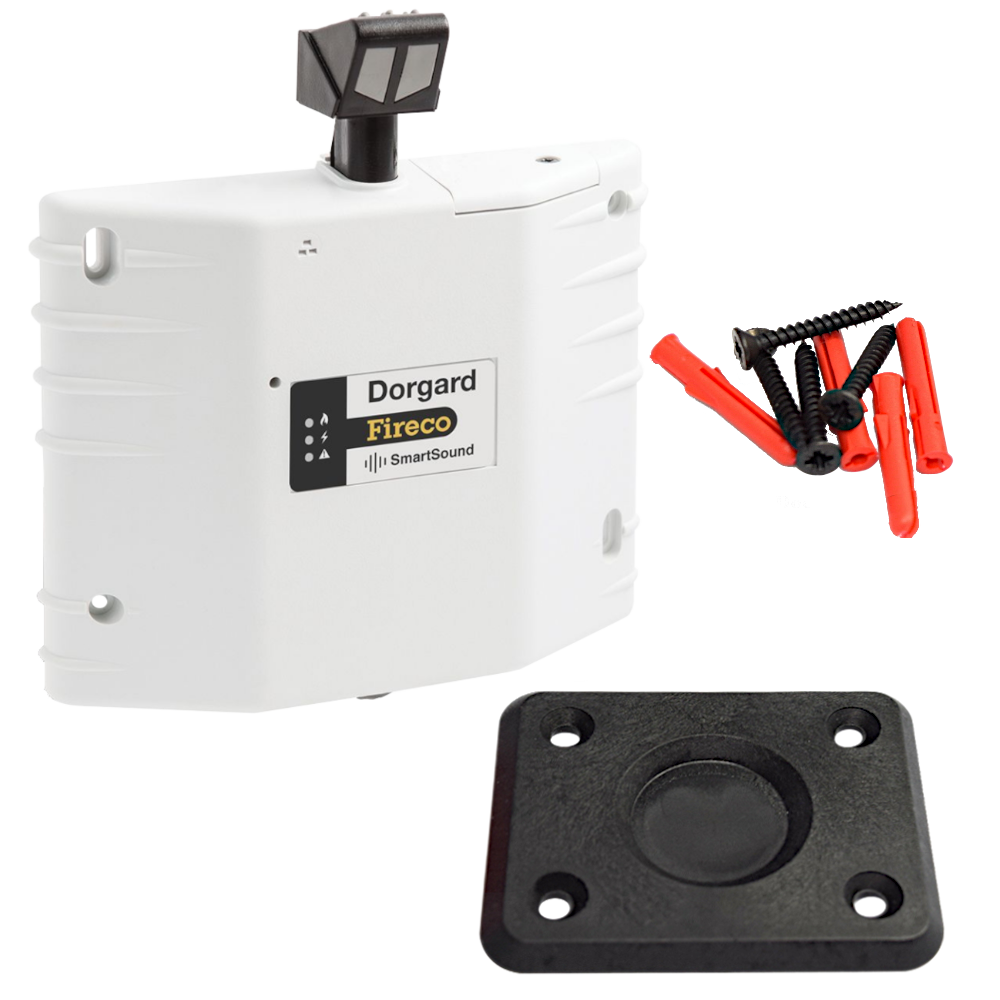FIRECO Dorgard Smartsound Door Hold Open Device C/W Standard Flat Floorplate - White
