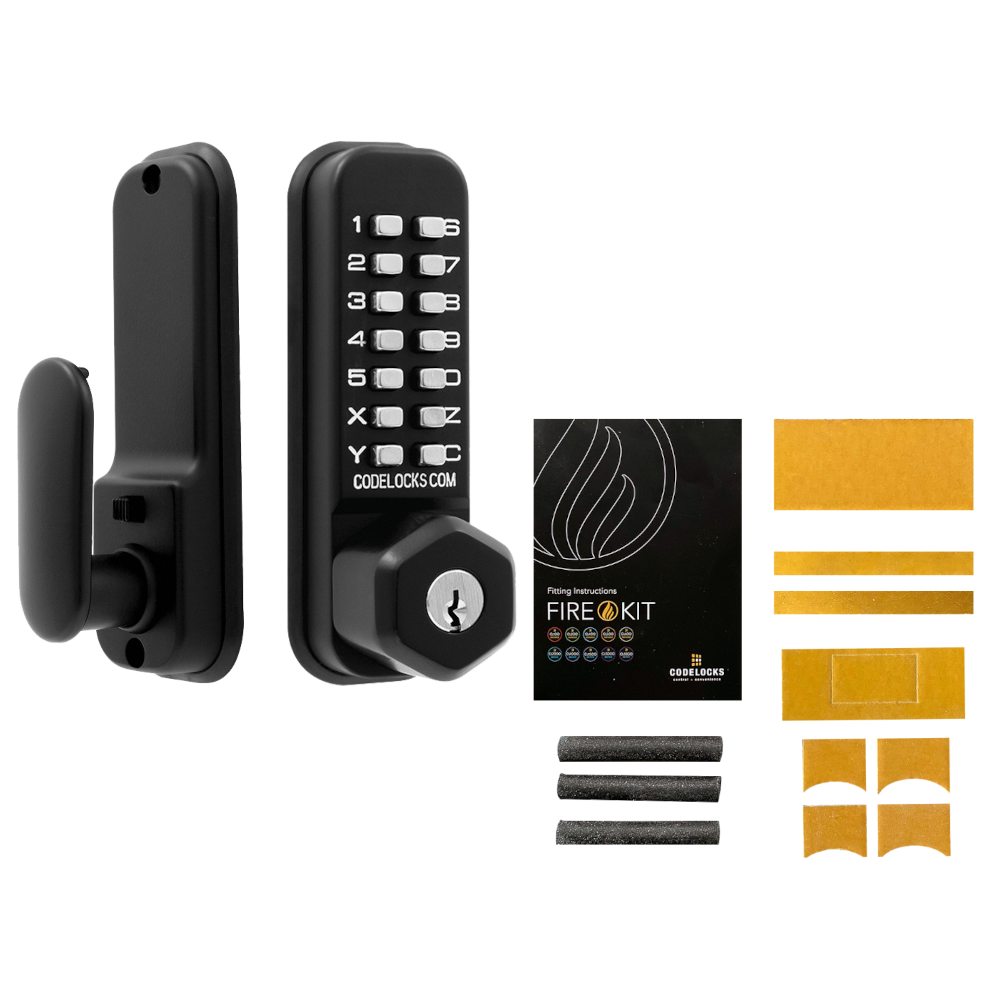 CL0255 Marine By Codelocks Digital Lock With Key Override - CL0255 KO Black With Fire Kit