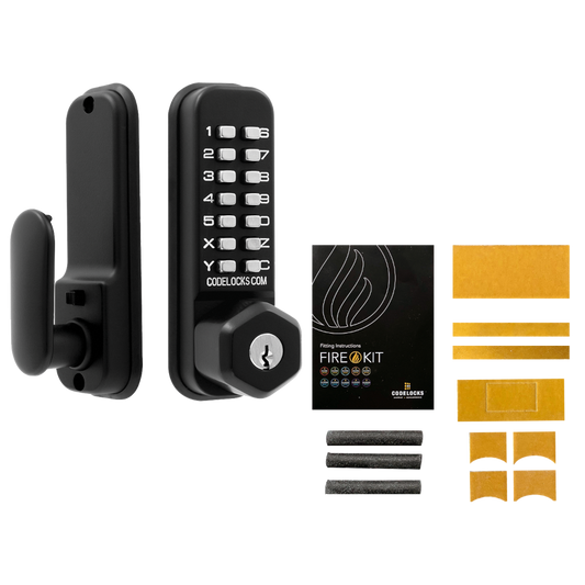 CL0255 Marine By Codelocks Digital Lock With Key Override - CL0255 KO Black With Fire Kit