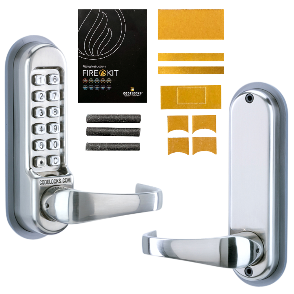 CODELOCKS CL510 / CL515 Digital Lock With Tubular Latch - CL515 SS With Passage Set And Fire Kit