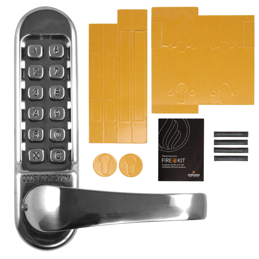CODELOCKS CL520 Series Digital Lock With Mortice Lock - CL520 SS FKP With Fire Kit