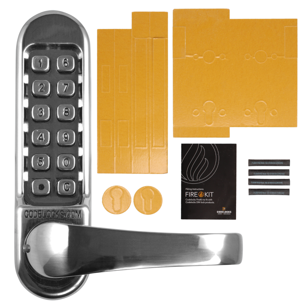 CODELOCKS CL520 Series Digital Lock With Mortice Lock - CL525 SS FKP With Fire Kit