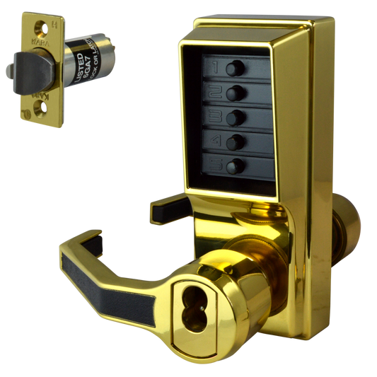 DORMAKABA Simplex L1000 Series L1041B Digital Lock Lever Operated With Key Override & Passage Set - PB LH With Cylinder LL104