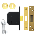 WILLENHALL LOCKS M1C 5 Lever Deadlock - 80mm PB KD Boxed