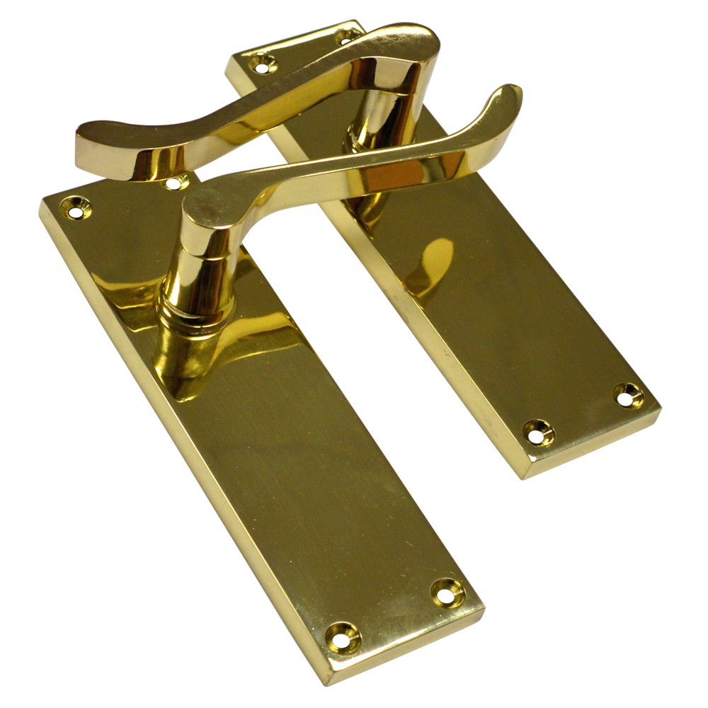 ASEC Vital Victorian Plate Mounted Scroll Lever Furniture - 100mm PB Latch