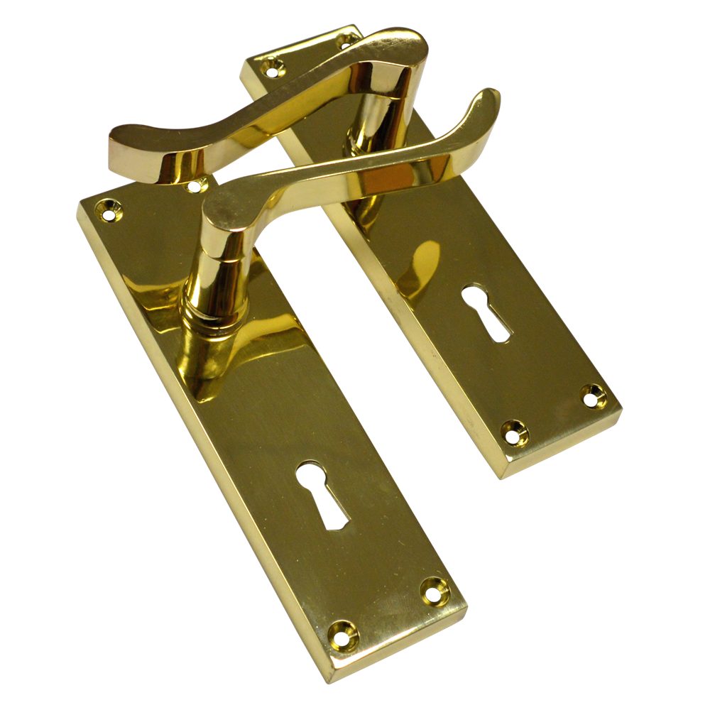 ASEC Vital Victorian Plate Mounted Scroll Lever Furniture - 150mm PB Lock