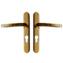 ASEC Vital Lever Long Backplate 211mm Screw Centres - Polished Gold