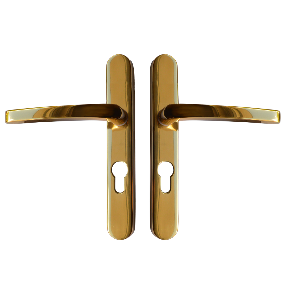 ASEC Vital Lever Long Backplate 211mm Screw Centres - Polished Gold