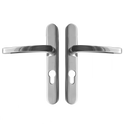 ASEC Vital Lever Long Backplate 211mm Screw Centres - Polished Silver