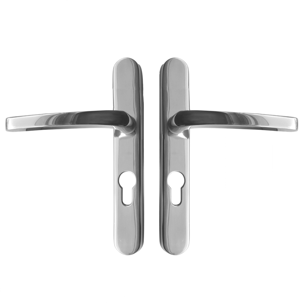 ASEC Vital Lever Long Backplate 211mm Screw Centres - Polished Silver