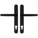 ASEC Vital Lever Long Backplate 211mm Screw Centres - Black